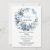 Baby in Bloom Blue Garland Baby shower uitnodiging (Voorkant)