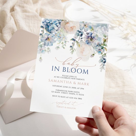Baby in Bloom Blue Hydrangea en Rozen Shower Kaart