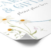 Baby in Bloom Blue Spring Bloemen Kaarten & Gesche Poster (Hoek)