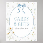 Baby in Bloom Blue Spring Bloemen Kaarten & Gesche Poster (Voorkant)
