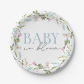 Baby in Bloom Blue Spring Bloemen Papieren Bordje (Voorkant)
