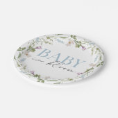 Baby in Bloom Blue Spring Bloemen Papieren Bordje (Gekanteld)