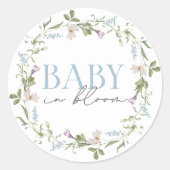 Baby in Bloom Blue Spring Bloemen Ronde Sticker (Voorkant)