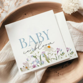 Baby in Bloom Blue Spring Bloemen Servet