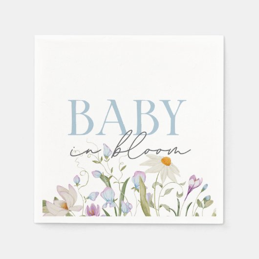 Baby in Bloom Blue Spring Bloemen Servet (Voorkant)