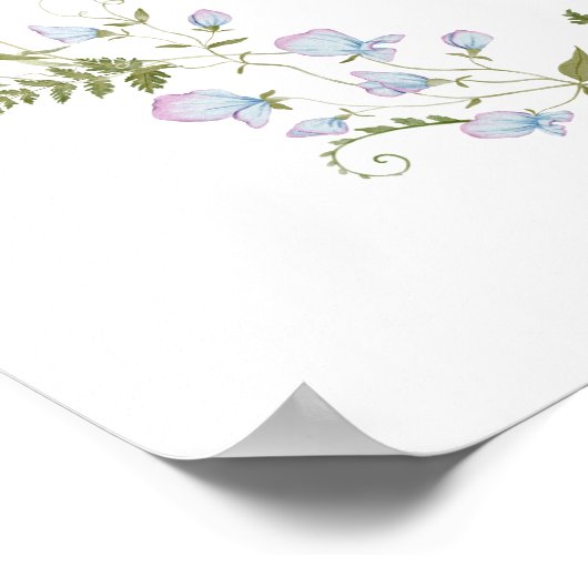 Baby in Bloom Blue Spring Floral Bow Baby shower Poster (Hoek)