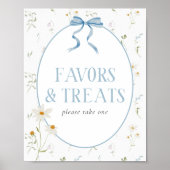 Baby in Bloom Blue Spring Floral Favors & Treats Poster (Voorkant)