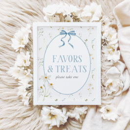 Baby in Bloom Blue Spring Floral Favors & Treats Poster