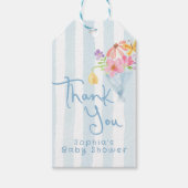 Baby in Bloom Blue Stripes Whimsical Dank u Cadeaulabel (Voorkant)