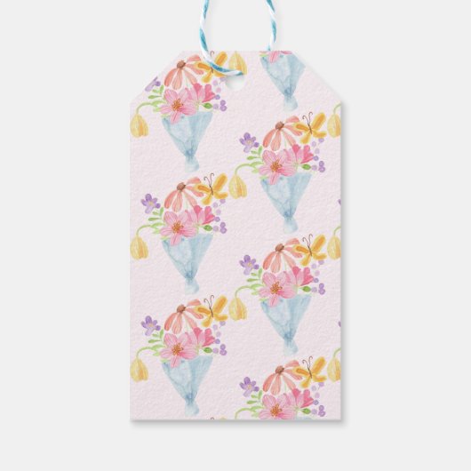 Baby in Bloom Blue Stripes Whimsical Dank u Cadeaulabel (Achterkant)