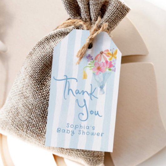 Baby in Bloom Blue Stripes Whimsical Dank u Cadeaulabel