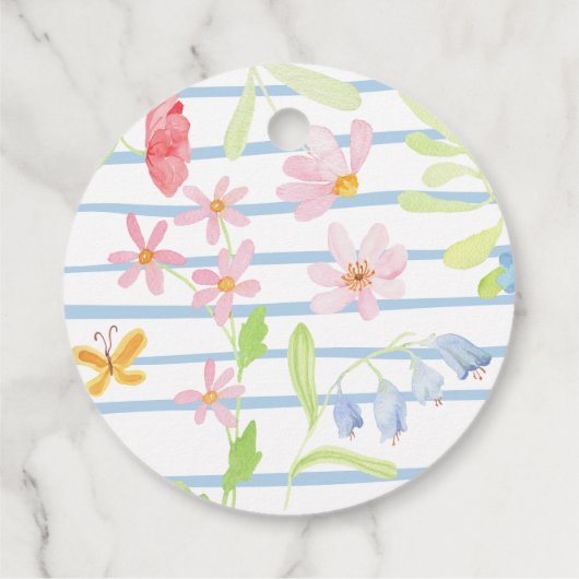 Baby in Bloom Blue Whimsical Bedankt Bedankjes Labels (Achterkant)
