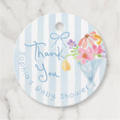 Baby in Bloom Blue Whimsical Bedankt Bedankjes Labels (Voorkant)