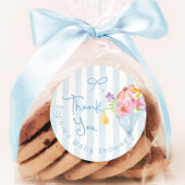 Baby in Bloom Blue Whimsical Bedankt Ronde Sticker