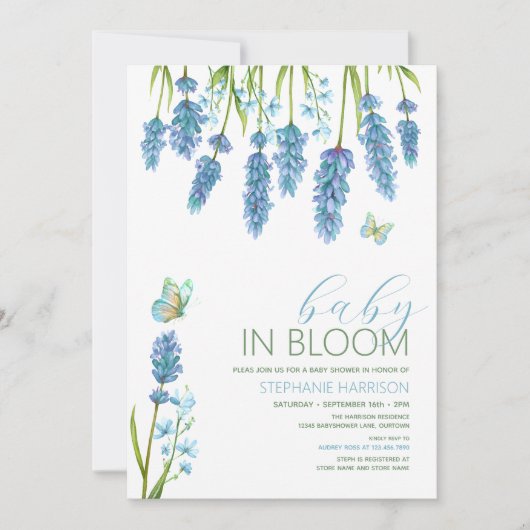 Baby in Bloom Blue Wildflower Baby shower Kaart (Voorkant)