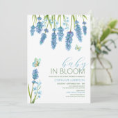 Baby in Bloom Blue Wildflower Baby shower Kaart (Staand voorkant)