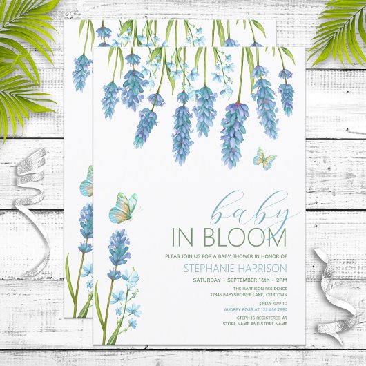 Baby in Bloom Blue Wildflower Baby shower Kaart