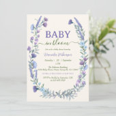 Baby in Bloom Blue Wildflower Boy Baby shower Kaart (Staand voorkant)