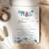 Baby in Bloom Blue Wildflower Clothesline Kaart