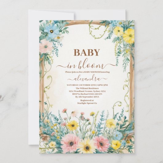 Baby in Bloom Blush & Blauwgroen lente bloemendouc Kaart (Voorkant)