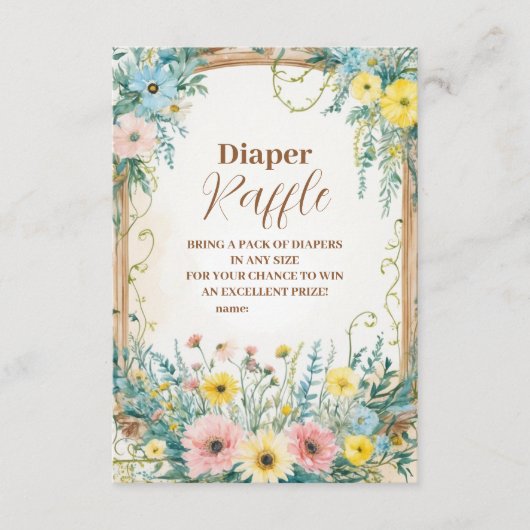 Baby in Bloom Blush & Blauwgroen Spring Diapper Ra Informatiekaartje (Voorkant)