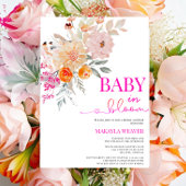Baby in Bloom | Blush & Blauwgroen veer Floral Sho Kaart