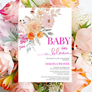 Baby in Bloom   Blush & Blauwgroen veer Floral Sho Kaart