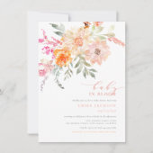Baby in Bloom | Blush & Blauwgroen veer Floral Sho Kaart (Voorkant)