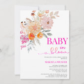 Baby in Bloom | Blush & Blauwgroen veer Floral Sho Kaart (Voorkant)