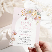 Baby in Bloom Blush Bloemen Baby shower Uitnodigin Kaart