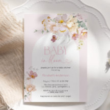 Baby in Bloom Blush Bloemen Baby shower Uitnodigin