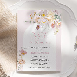 Baby in Bloom Blush Bloemen Baby shower Uitnodigin Kaart