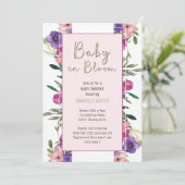 Baby in Bloom Blush Bloemen Waterverf Baby shower Kaart (Staand voorkant)