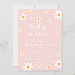 Baby in Bloom Blush Boho Daisy Floral Girl Shower Kaart