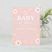 Baby in Bloom Blush Boho Daisy Floral Girl Shower Kaart (Staand voorkant)