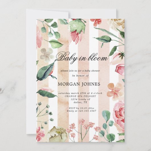 baby in bloom blush garden Baby shower Invitation (Voorkant)