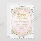 Baby in Bloom Blush Gold Pink Floral Girl Shower Kaart (Voorkant)