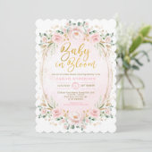 Baby in Bloom Blush Gold Pink Floral Girl Shower Kaart (Staand voorkant)