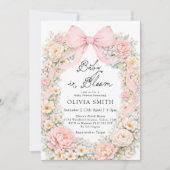 Baby in Bloom Blush Pink Bow Baby Shower Kaart (Voorkant)