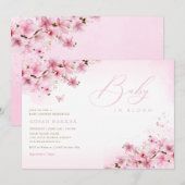 Baby in Bloom Blush Pink Floral Girl Baby shower Kaart (Voorkant / Achterkant)