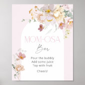 Baby in Bloom Blush Pink Floral Momosa Bar Poster (Voorkant)