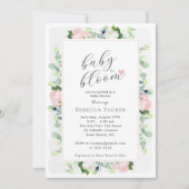 Baby in Bloom Blush Pink Roses Boho Baby shower Kaart (Voorkant)