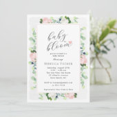 Baby in Bloom Blush Pink Roses Boho Baby shower Kaart (Staand voorkant)