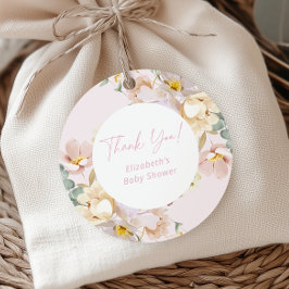 Baby in Bloom Blush Roze Bloemen Baby shower Bedankjes Labels