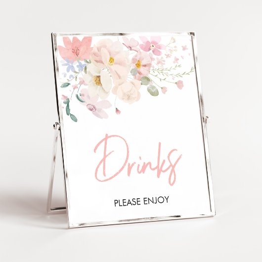 Baby in Bloom Blush Roze Bloemen Baby shower Drink Poster