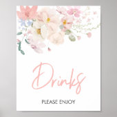 Baby in Bloom Blush Roze Bloemen Baby shower Drink Poster (Voorkant)