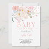 Baby in Bloom Blush Roze Bloemen Baby shower Kaart (Voorkant)