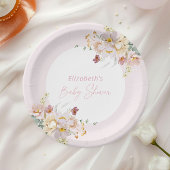 Baby in Bloom Blush Roze Bloemen Baby shower Papieren Bordje
