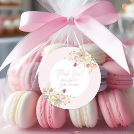 Baby in Bloom Blush Roze Bloemen Baby shower Ronde Sticker