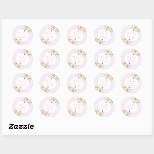 Baby in Bloom Blush Roze Bloemen Baby shower Ronde Sticker (Vel)